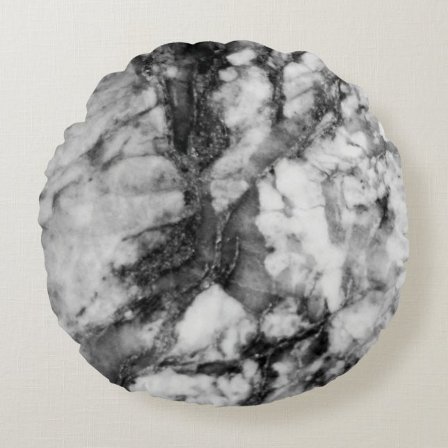 zwart-wit grijs rond kussen (Voorkant)
