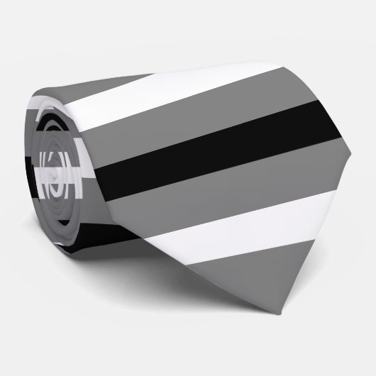 Zwart, wit, grijs Strippatroon Stropdas (Opgerold)