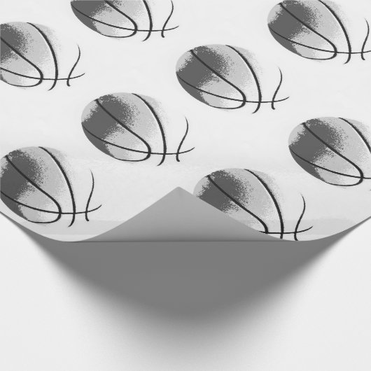 Zwart Wit Grijs Trendy Pop Art Basketbal Cadeaupapier (Hoek)