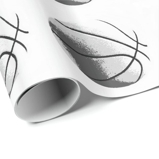 Zwart Wit Grijs Trendy Pop Art Basketbal Cadeaupapier (Rol Hoek)