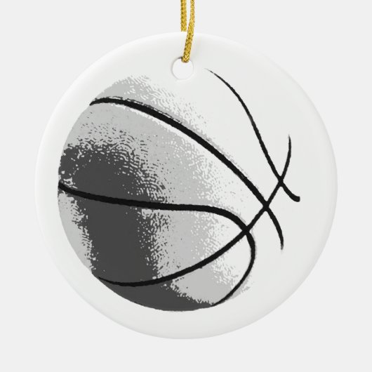 Zwart Wit Grijs Trendy Pop Art Basketbal Keramisch Ornament (Voorkant)