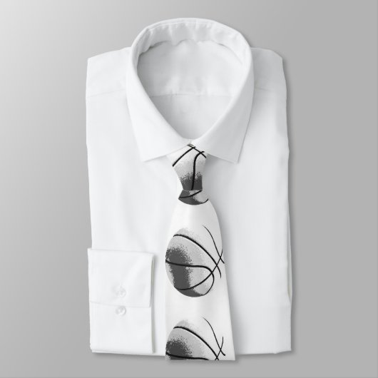 Zwart Wit Grijs Trendy Pop Art Basketbal Stropdas (Gebonden)