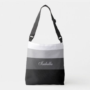Zwart Wit Grijs Verlopend Strepen & Kalligrafie Crossbody Tas