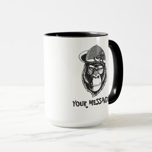 Zwart-wit Grijze Aap Mok (Voorkant rechts)
