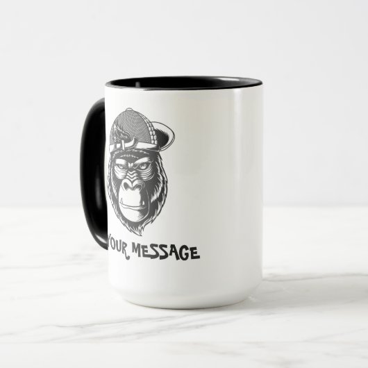 Zwart-wit Grijze Aap Mok (Voorkant links)