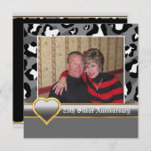 Zwart wit, grijze luipaard 25e trouwdag kaart (Voorkant / Achterkant)