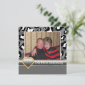 Zwart wit, grijze luipaard 25e trouwdagjubileum kaart (Staand voorkant)