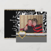 Zwart wit, grijze luipaard 25ste huwelijksverjaard kaart (Voorkant / Achterkant)