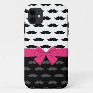 zwart wit grijze snor stache hete roze strik Case-Mate iPhone case