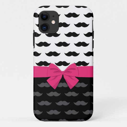 zwart wit grijze snor stache hete roze strik Case-Mate iPhone case (Achterkant)