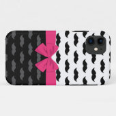 zwart wit grijze snor stache hete roze strik Case-Mate iPhone case (Achterkant (horizontaal))