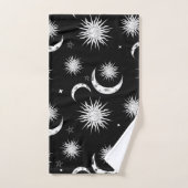 Zwart & Wit Grillen Zon Maan & Sterren Bad Handdoek (Handdoek)