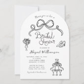 Zwart Wit grillig Hand getrokken Vrijgezellenfeest Kaart (Voorkant)