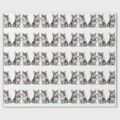 Zwart-wit grillige Corgi bruiloft Cadeaupapier (Vlak)