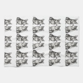 Zwart-wit grillige Corgi bruiloft Theedoek (Horizontaal)