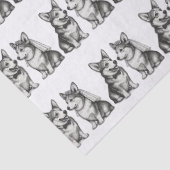 Zwart-wit  grillige Corgi bruiloft Tissuepapier (Detail)