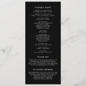 Zwart-wit grillige kalligrafie bruiloft programmakaart (Achterkant)