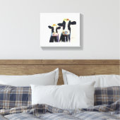 Zwart-wit grillige koeien van Original Water Canvas Afdruk (Insitu (Slaapkamer))