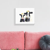 Zwart-wit grillige koeien van Original Water Canvas Afdruk (Insitu (Woonkamer))