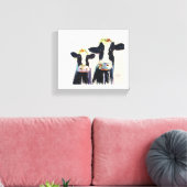 Zwart-wit grillige koeien van Original Water Canvas Afdruk (Insitu (Woonkamer))