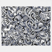 Zwart-wit grillige muziek fleece deken (Voorkant (Horizontaal))