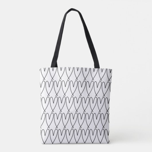 Zwart-wit grillige Schattigee harten Tote Bag (Achterkant)