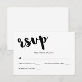 Zwart-wit grillige typografie bruiloft RSVP kaartje (Voorkant / Achterkant)