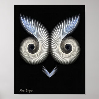 Zwart-wit grillige uil afbeelding. poster