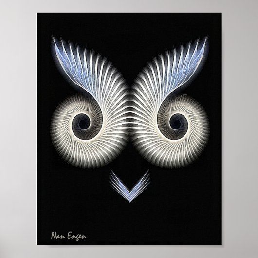 Zwart-wit grillige uil afbeelding. poster (Voorkant)