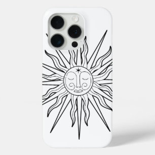 Zwart-wit grillige zon hemelse astrologie iPhone 15 pro case