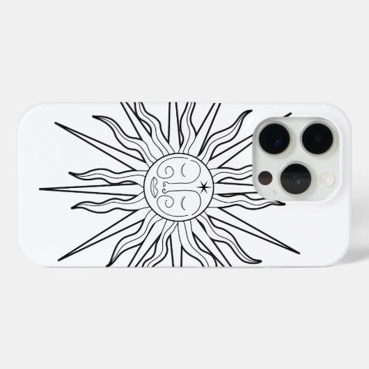Zwart-wit grillige zon hemelse astrologie Case-Mate iPhone case (Achterkant (horizontaal))