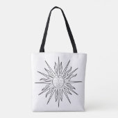 Zwart-wit grillige zon hemelse astrologie tote bag (Achterkant)