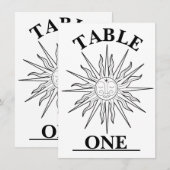 Zwart-wit grillige zon hemelse tafel nummer kaart (Voorkant / Achterkant)