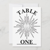 Zwart-wit grillige zon hemelse tafel nummer kaart (Achterkant)