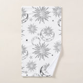 Zwart-wit grillige zon maan & sterren bad handdoek (Handdoek)