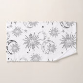 Zwart-wit grillige zon maan & sterren bad handdoek (Handdoek)