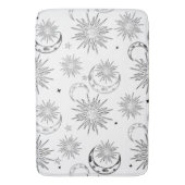 Zwart-wit grillige zon maan & sterren badmat (Voorkant Verticaal)