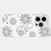 Zwart-wit grillige zon maan & sterren Case-Mate iPhone case (Achterkant (horizontaal))