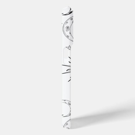 Zwart-wit grillige zon maan & sterren Case-Mate iPhone case (Achterkant / Rechts)