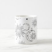 Zwart-wit grillige zon maan & sterren koffiemok (Center)