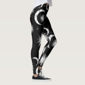 Zwart-wit grillige zon maan & sterren leggings (Rechts)