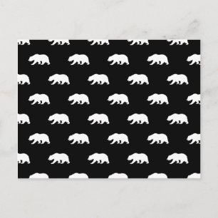 Zwart-wit Grizzly Beer Pattern Briefkaart
