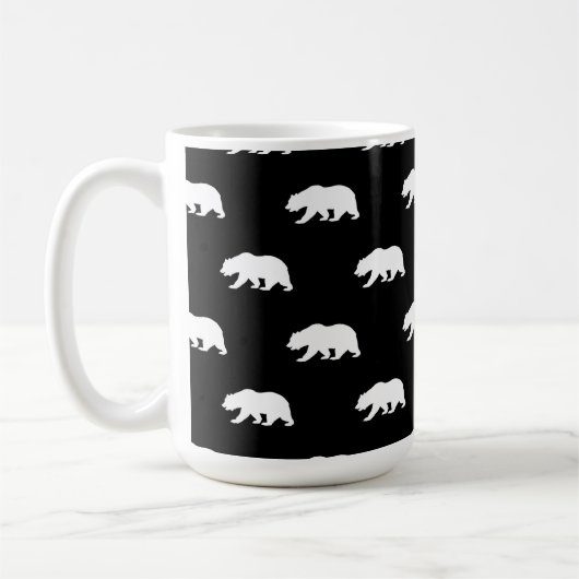 Zwart-wit Grizzly Beer Pattern Koffiemok (Links)