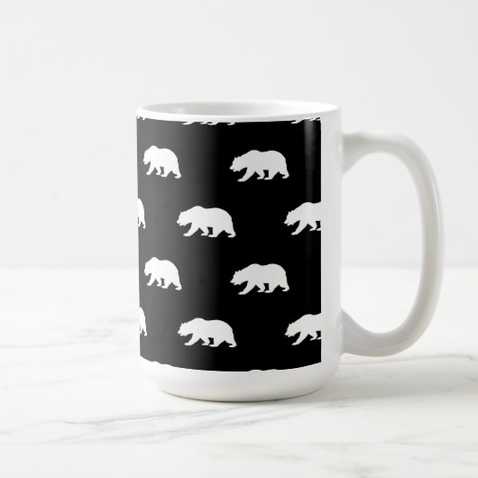 Zwart-wit Grizzly Beer Pattern Koffiemok (Rechts)
