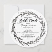 Zwart Wit Groen Bloemen Botanisch Vrijgezellenfees Kaart (Voorkant)