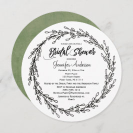 Zwart Wit Groen Bloemen Botanisch Vrijgezellenfees Kaart