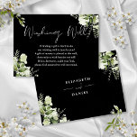 Zwart Wit groen Bloemen Wishing Well Bruiloft Informatiekaartje<br><div class="desc">Deze elegante zwart-witte groen bloemenwenskaart kan worden gepersonaliseerd met uw speciale boodschap en namen! Ontworpen door Thisnotme©</div>