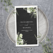 Zwart-wit groen bloemenelegante bruiloft servet