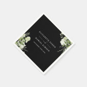 Zwart-wit groen bloemenelegante namen Datum Servet (Hoek)