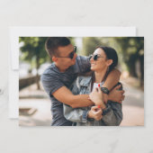 Zwart-wit groen bloemmotief foto bruiloft save the date (Achterkant)